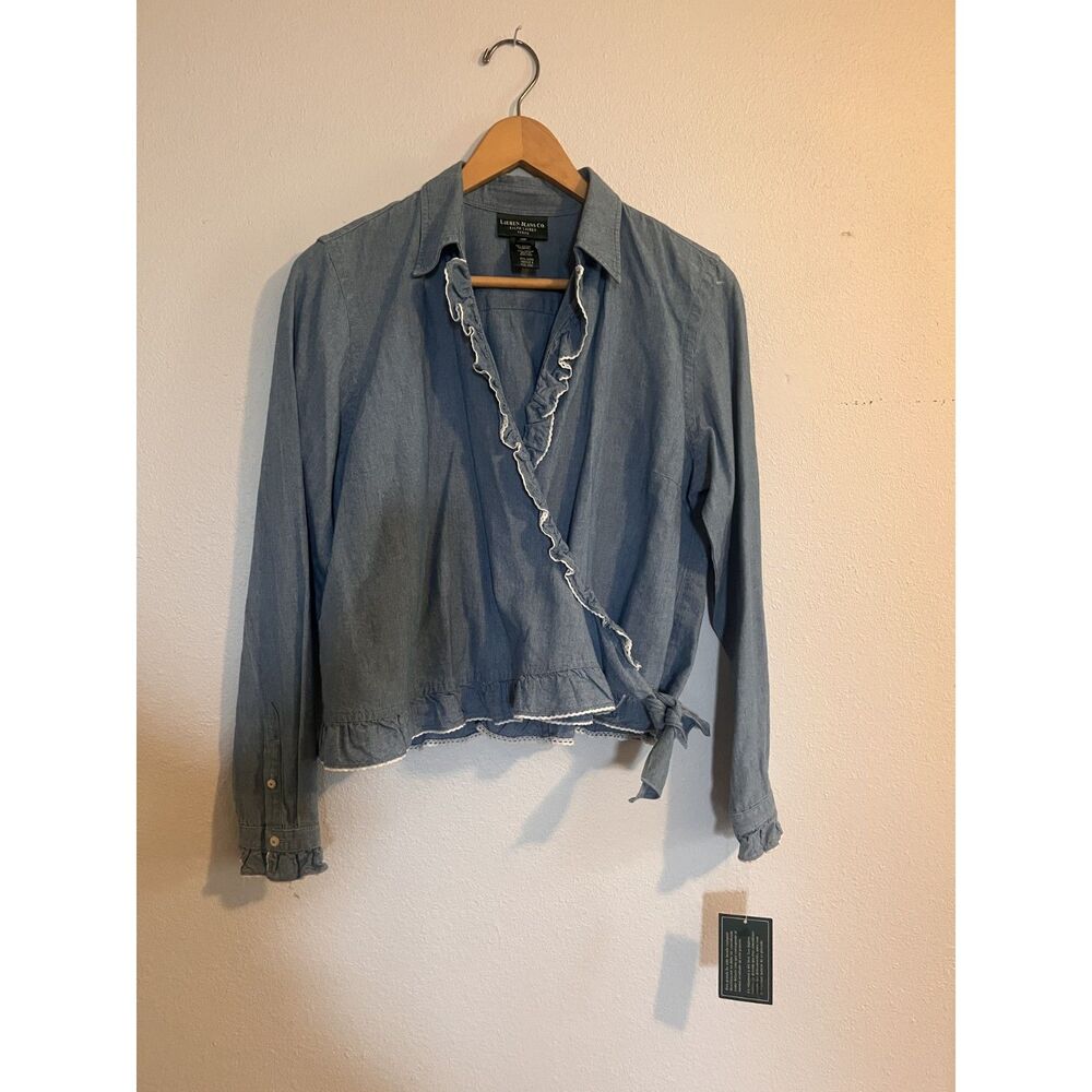 Ralph Lauren Chambray Wrap Top Size 12P